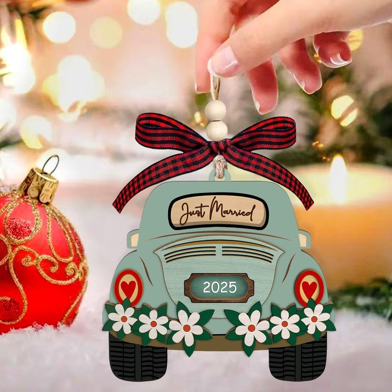 JUNQIU US First Christmas Married Ornament 2025, Just Married Ornaments, Our First Christmas As Mr and Mrs, Wedding Ornament - Gifts for Newlyweds, Wedding Gifts for Couples, Bridal Shower Gift - Image 4